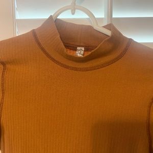FP Mock Neck Ribbed Long Sleeve Top